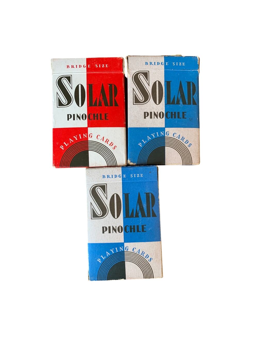 Solar Pinochle Playing Cards 3 Packs Vtg Bridge Size Deck COMPLETE Birds USA